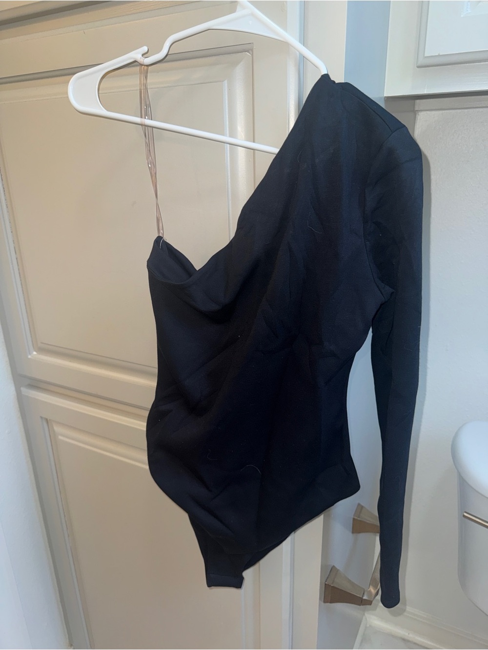 One-Shoulder Black Bodysuit